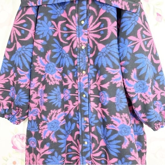 Free People This Love Black and Pink Floral Sherpa lined Coat - Picture 9 of 16